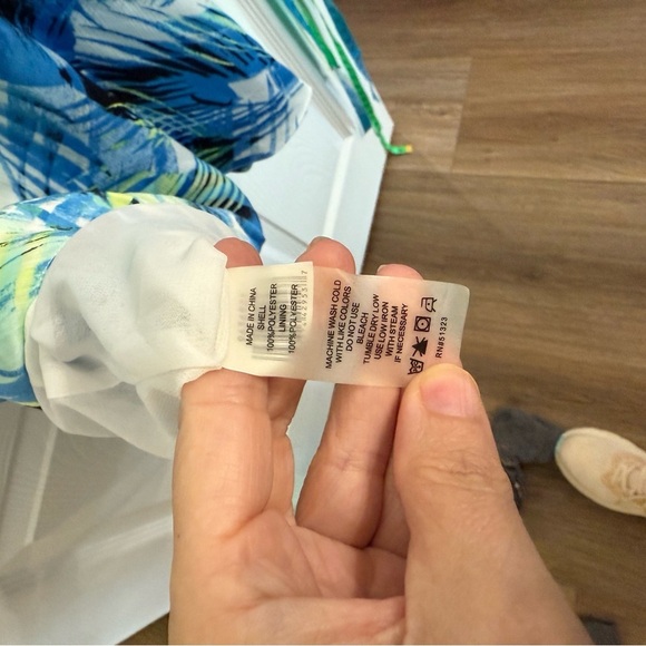 NWT Vince Camuto Summer Splash Poolside Sundress Tropical Palms PXS XS Petite - Picture 5 of 5